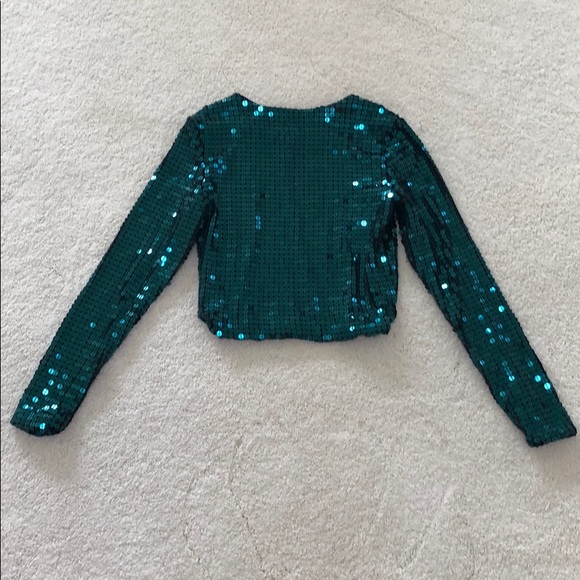H&M Tops - Dark green sequined blouse